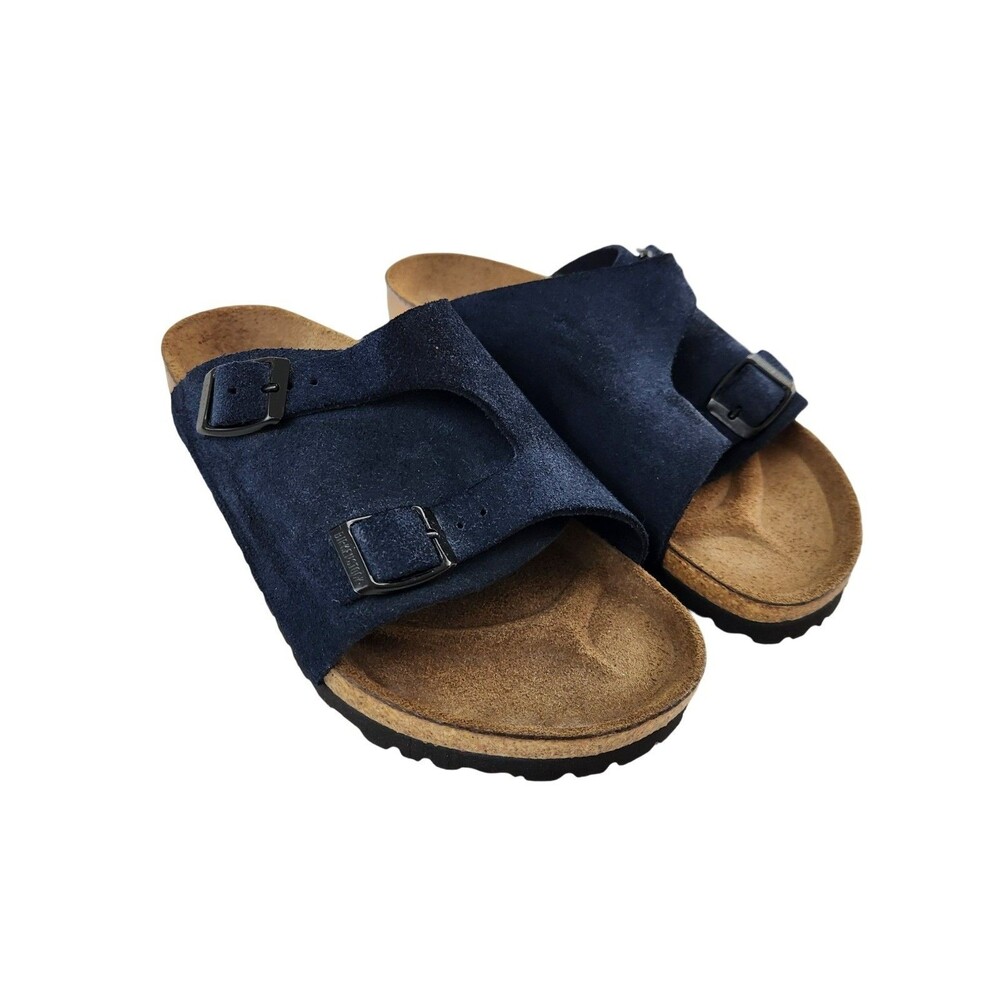 Birkenstock Womens 38 Navy Blue Suede Zurich Slide Sandals Regular Width